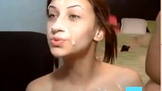 Webcam Teen Sucks Out Thick Facial Cream
