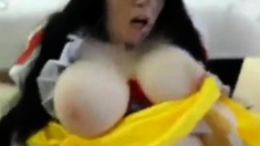 Cosplay girl with enormous boobies gets fucked