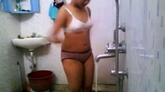 Indian College Babe In Hostel Shower