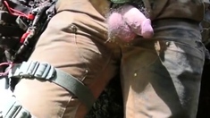 Cut cock and hairy balls. Pissing