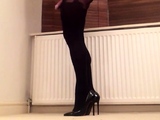 Black suspender pantyhose.
