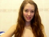 Small titted redhead amateur riding penis in close up