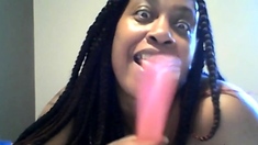 Nasty deep throat on the dildo