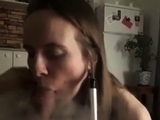 Huge dick hot smoky sloppy hookah blowjob from sexy babe