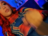 Shemale In Costume Masturbates Her Cock