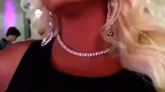 Blonde with Big Boobs Gives Blowjob to Her Dildo on Liv more