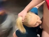Busty MILF suck cock and get pounded hard in elevator