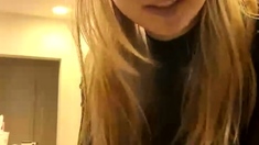 Blonde teen home alone masturbating