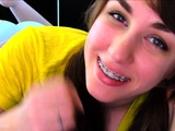 Small titted brunette teen fingering on the bed
