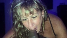 Interracial blowjob for brunette sucking big black cock