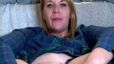 Pregnant Blonde Masturbates Close Up