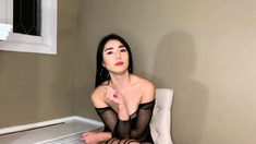 Solo Ladyboy Jerks Her Cock After Getting Wet