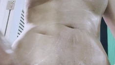 Brunette Tranny jerking in hard dick in solo Webcam