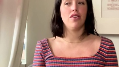 Brunette solo darling masturbating at home