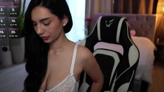 Cute amateur brunette naughty in solo jerking show on camera