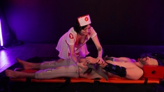 German Brunette Licks A Big Pair Of Balls