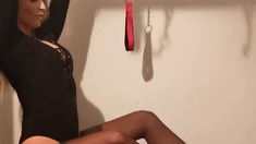 Amateur DP anal creampie and stockings closeup