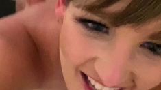 An awesome blond woman with big boobs part1