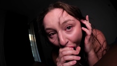 Big tit brunette MILF sucks and tit fucks a big cock