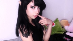 Cute amateur brunette naughty in solo jerking show on camera
