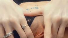 sexy milf playing with her shaved juicy pussy
