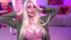 Big Boobed Blonde Masturbates With A Dildo In The Bathroom