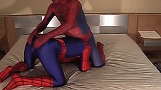 Spiderman 1 and Spiderman 2 are hungry and ready to chew hard pepperoni sticks