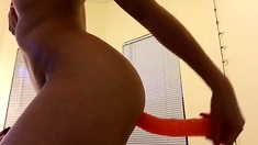 Bulging Her Stomach Out With Anal Dildo