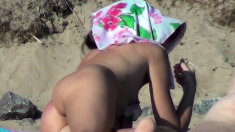 Nude Amateur Couple Filmed on Hidden Voyeur Camera at Beach