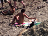 Public outdoor sex on the beach by private couple