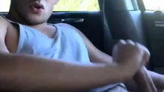 Str8 hot young jock jerks in his car