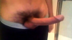 Arab in bathroom and shows his long cock