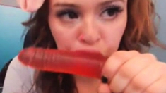 Red Head Cutie Dildo Suck
