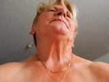 Grandma rides hubby and tries not to moaning