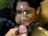 Indian girl gets a facial outdoors