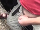 Two guys car park wanking fun