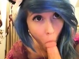 Emo chick sucks her friends dick